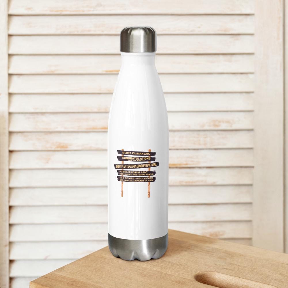 Kilimanjaro Summit Stainless steel water bottle | Mount Kilimanjaro Uhuru Peak Stainless steel water bottle