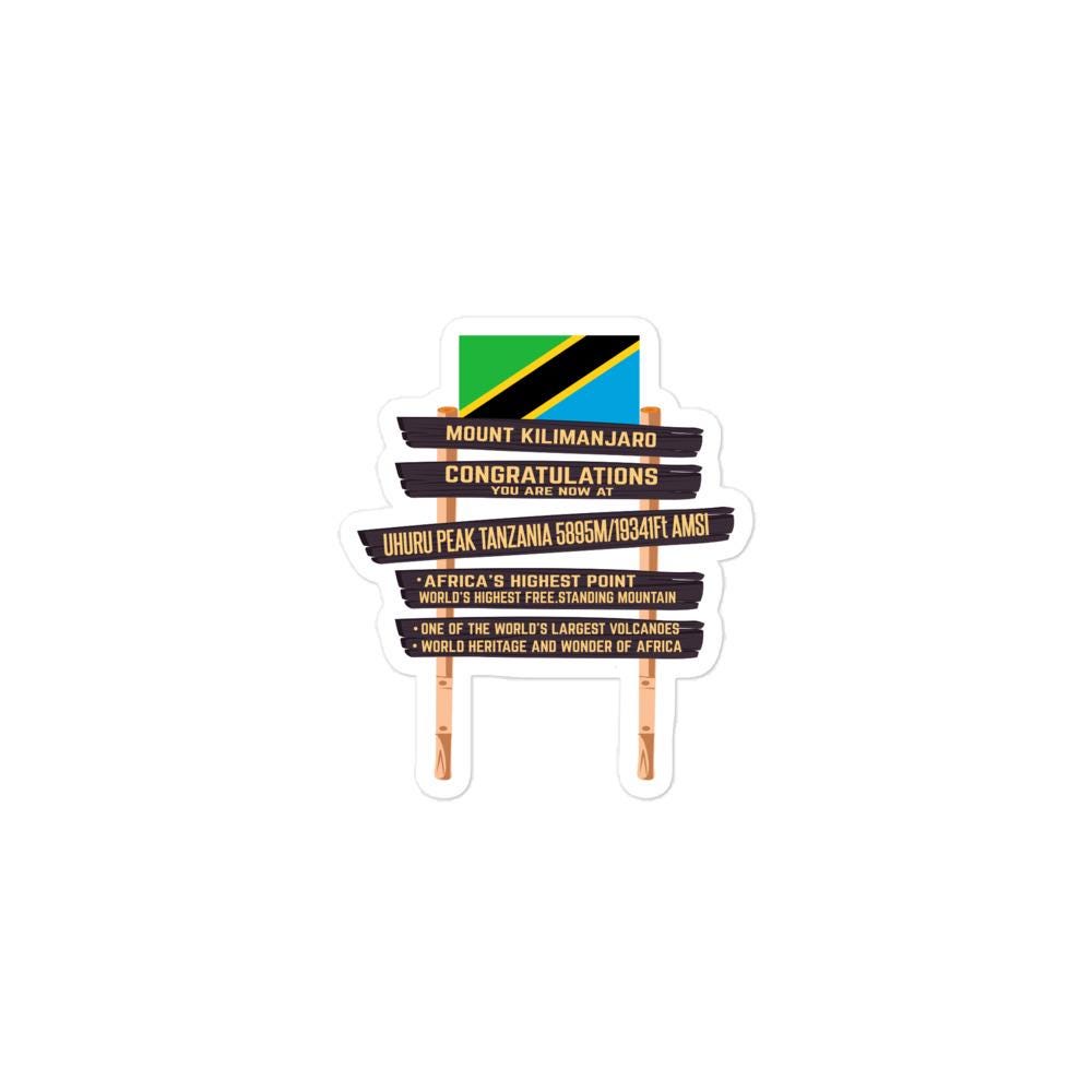 Kilimanjaro Summit Sign Sticker Tanzania | Mount Kilimanjaro Bubble-free Stickers