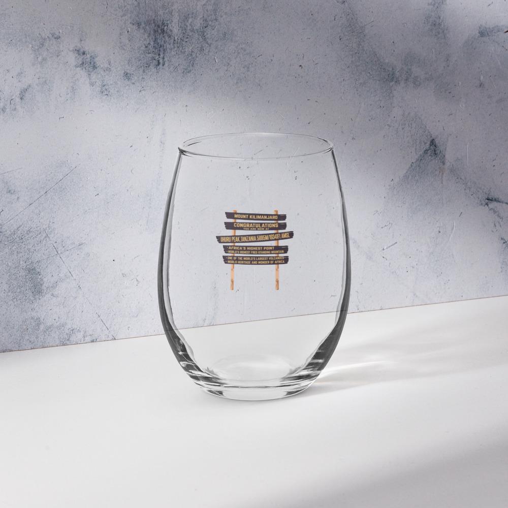 Kilimanjaro Uhuru Sign Stemless wine glass