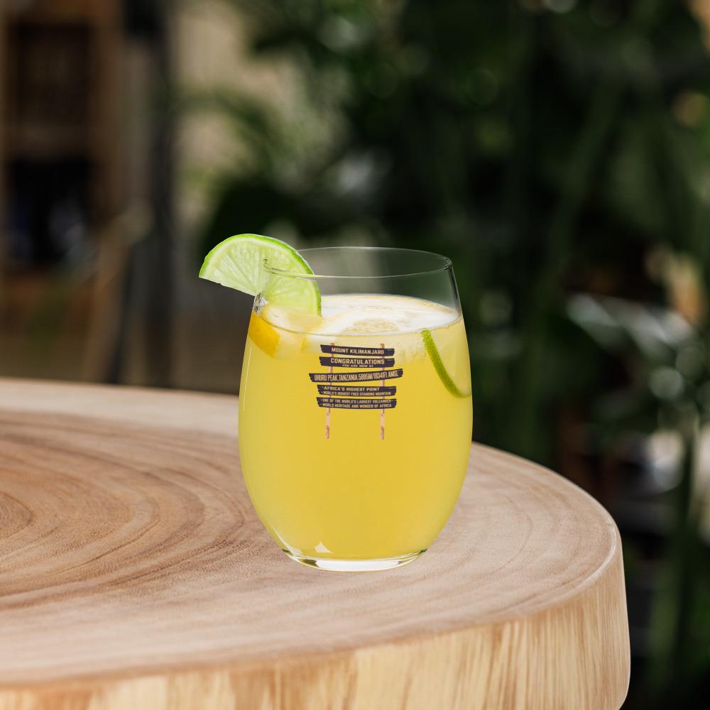Kilimanjaro Uhuru Sign Stemless wine glass