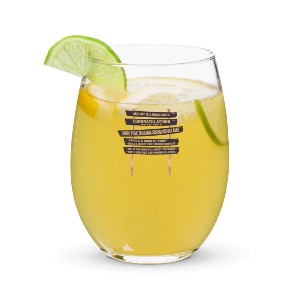 Kilimanjaro Uhuru Sign Stemless wine glass