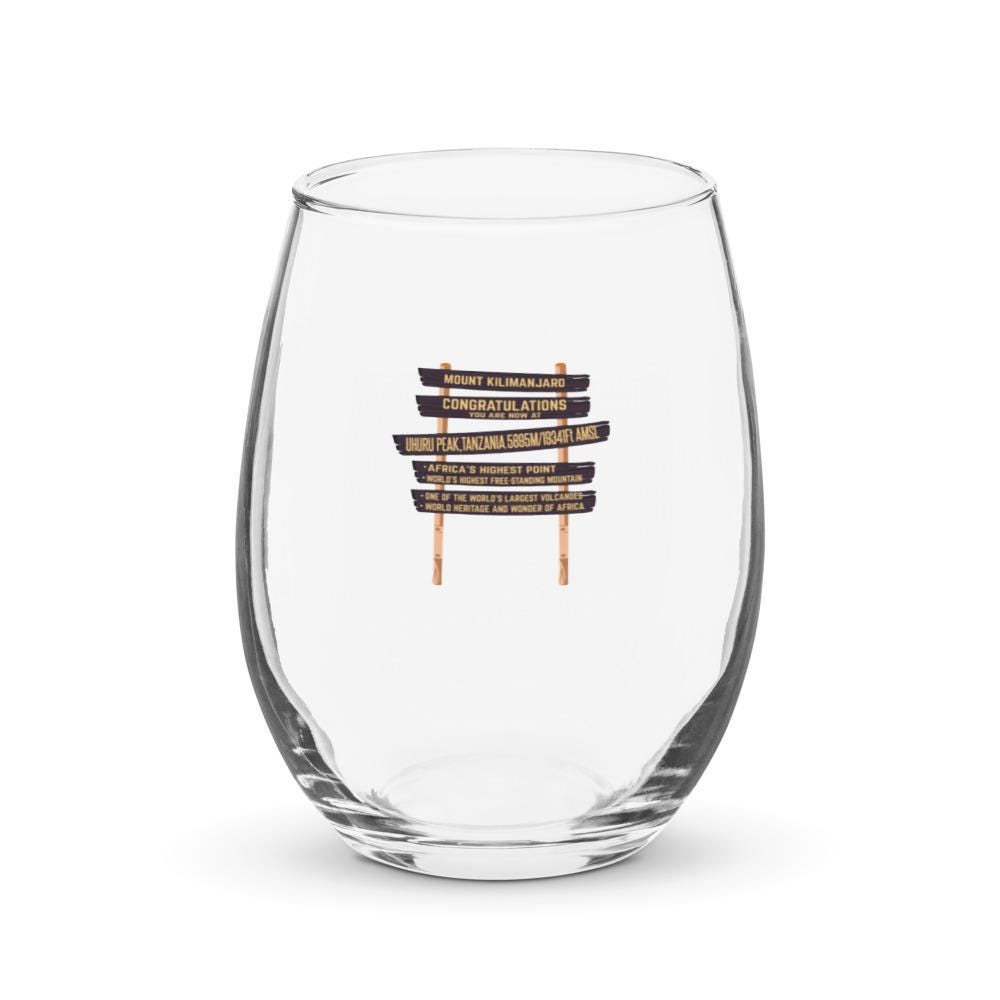 Kilimanjaro Uhuru Sign Stemless wine glass