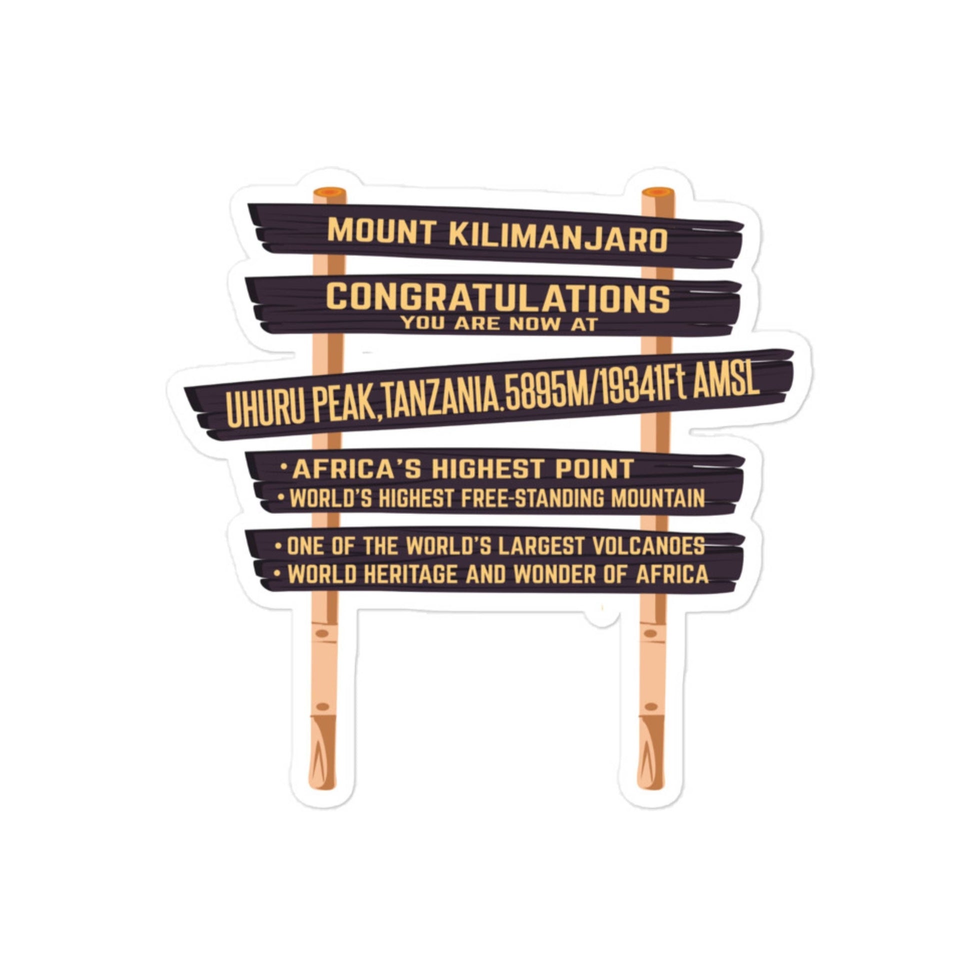 Kilimanjaro Summit Sign Sticker | Mount Kilimanjaro Uhuru Peak Sticker