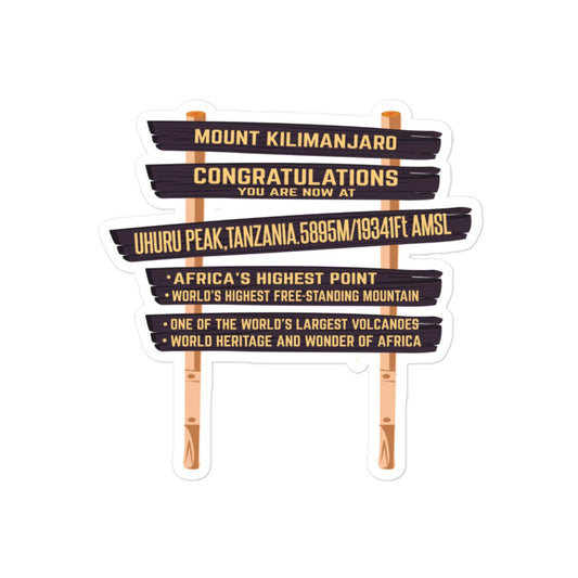 Kilimanjaro Summit Sign Sticker | Mount Kilimanjaro Uhuru Peak Sticker