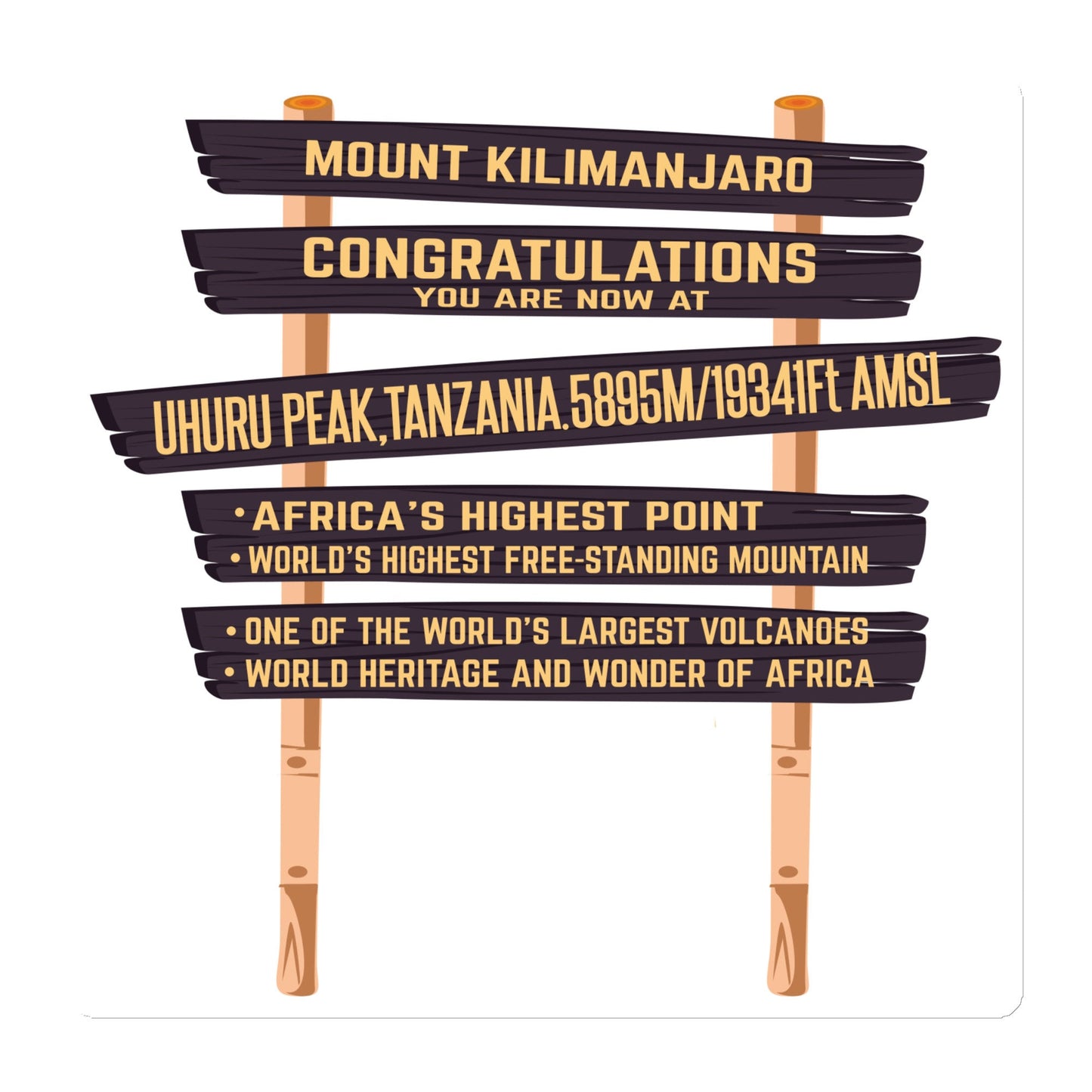 Kilimanjaro Summit Sign Sticker | Mount Kilimanjaro Uhuru Peak Magnet