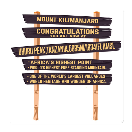 Kilimanjaro Summit Sign Sticker | Mount Kilimanjaro Uhuru Peak Magnet