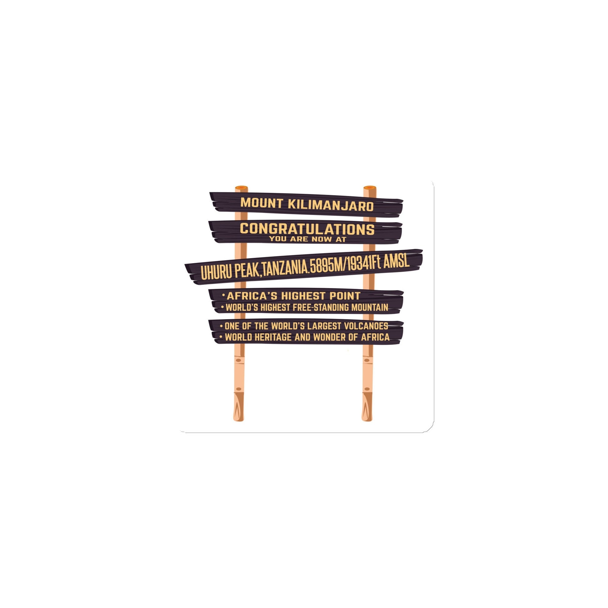 Kilimanjaro Summit Sign Sticker | Mount Kilimanjaro Uhuru Peak Magnet