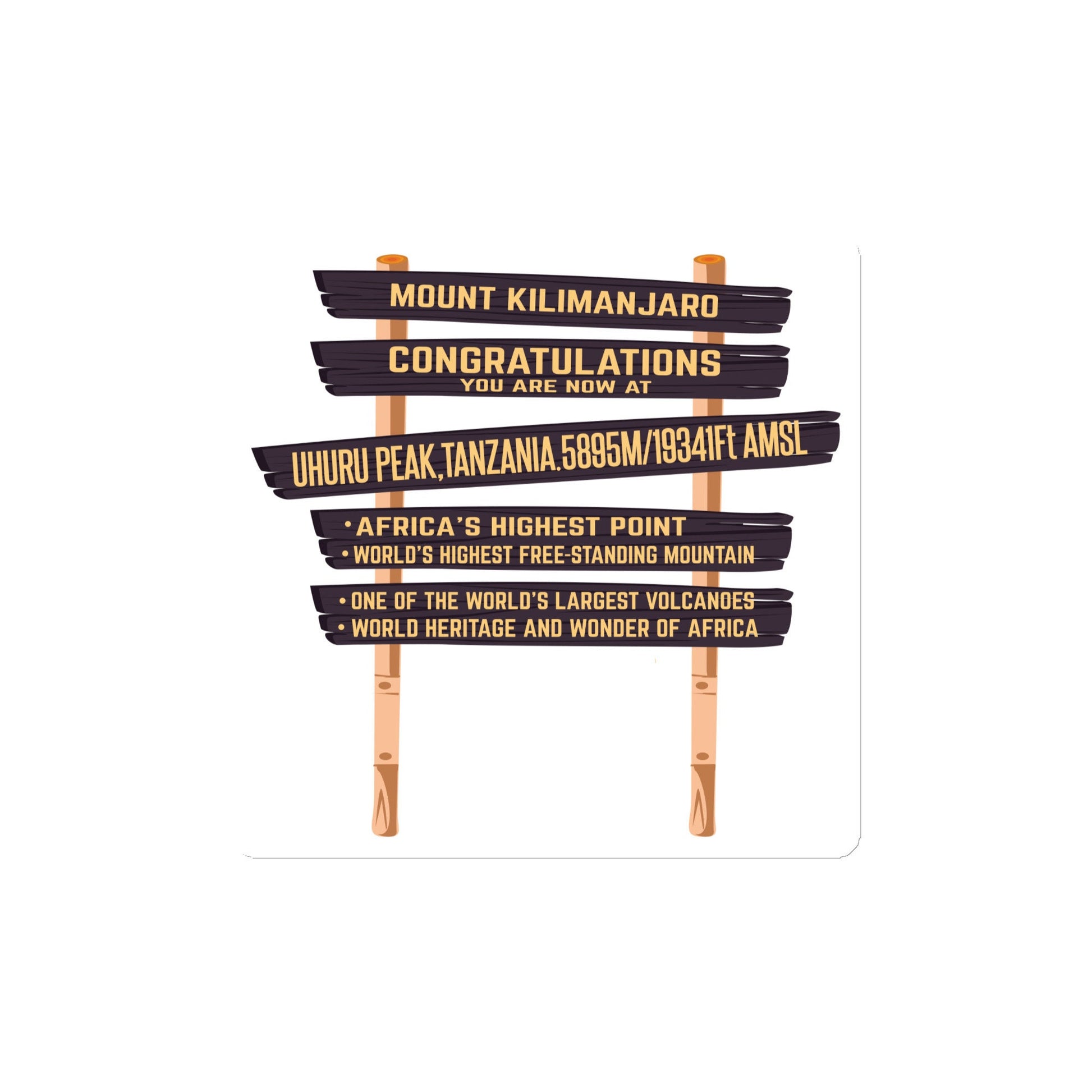 Kilimanjaro Summit Sign Sticker | Mount Kilimanjaro Uhuru Peak Magnet