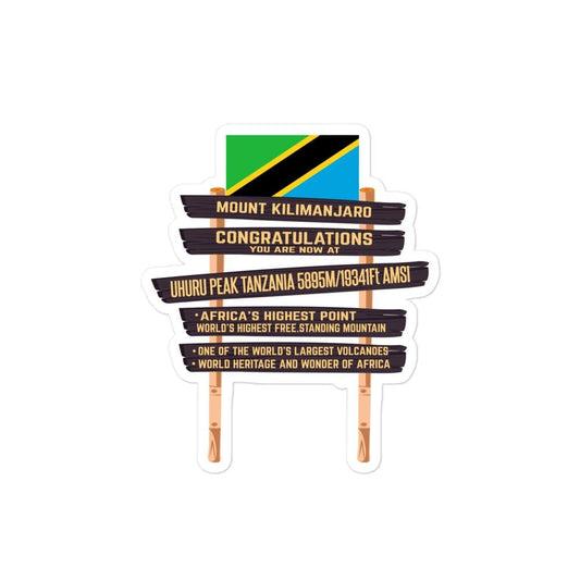 Kilimanjaro Summit Sign Sticker Tanzania | Mount Kilimanjaro Bubble-free Stickers